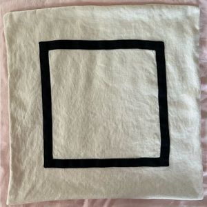 Pottery Barn 24”x24” linen (cream with black square) pillow cover, set of 2